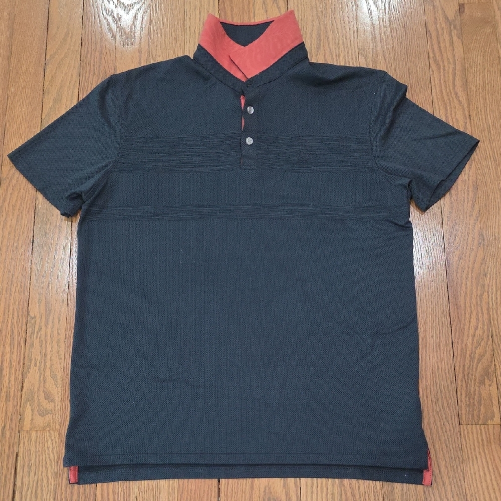 Chaps Black Golf Polo with Red Accents